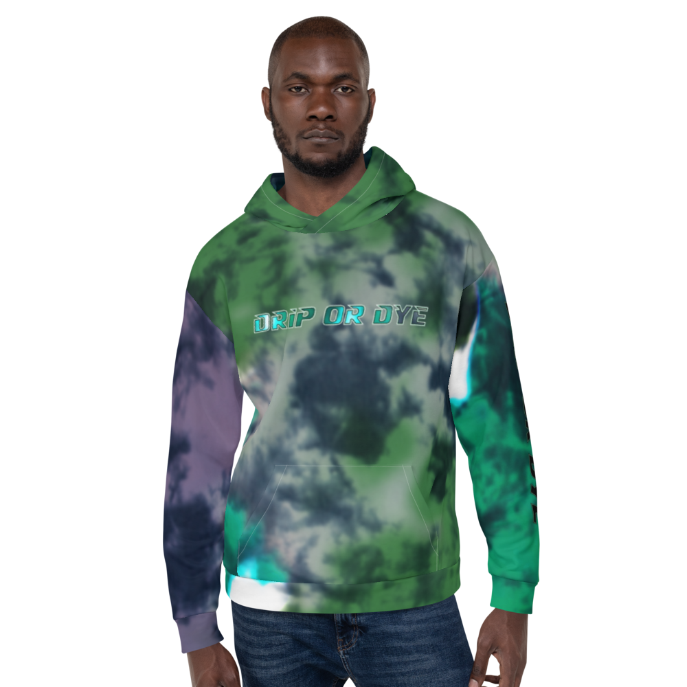 CRXWN | Drip or Dye | Tie Dye Season of Love 1 Cosmic Prophet Custom Unisex Hoodie and the Heavens Parted Color Clouds Leaves in Green Trees