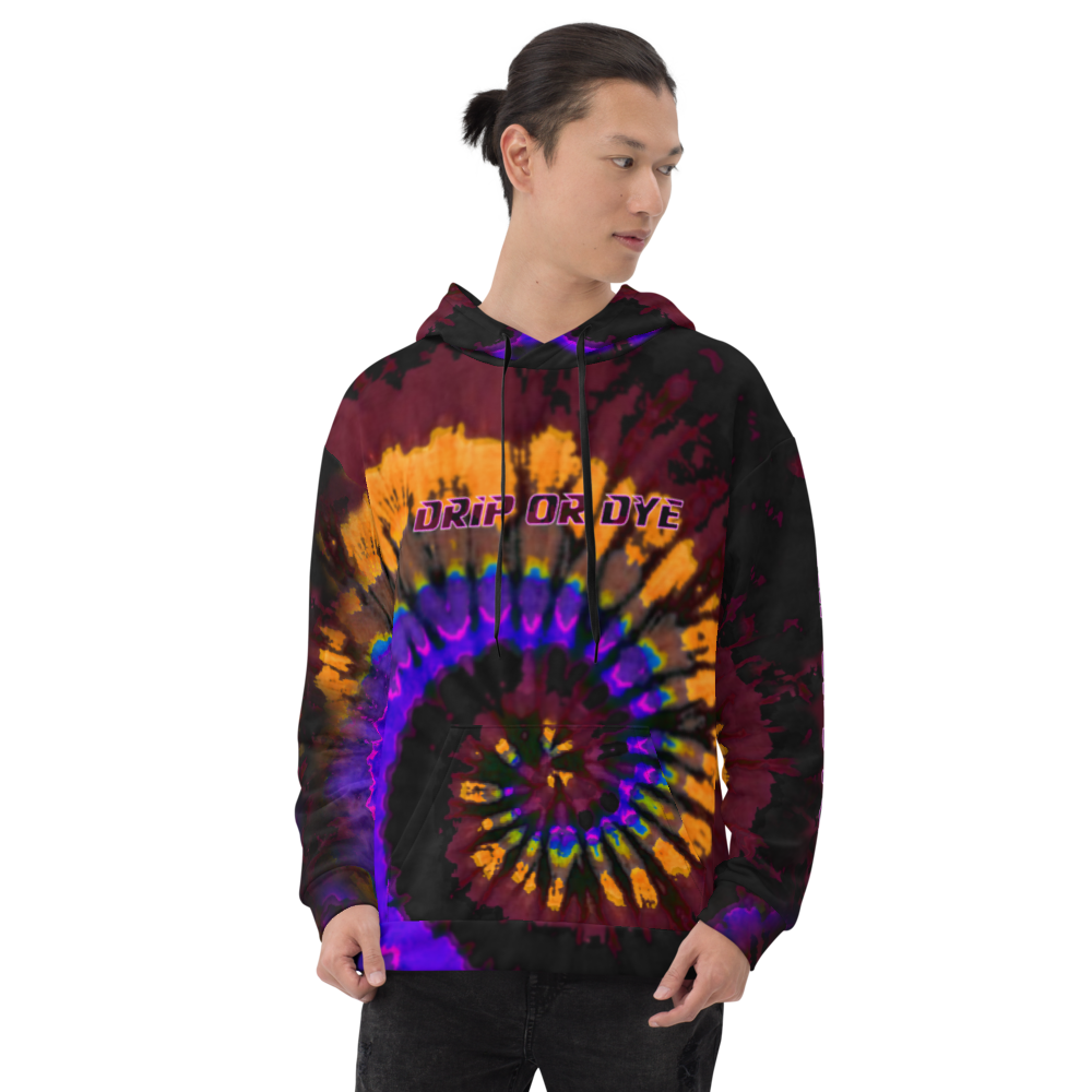 CRXWN | Drip or Dye | Tye Dye Season of Love 1 Cosmic Prophet Custom Unisex Hoodie Spiral Fire Code