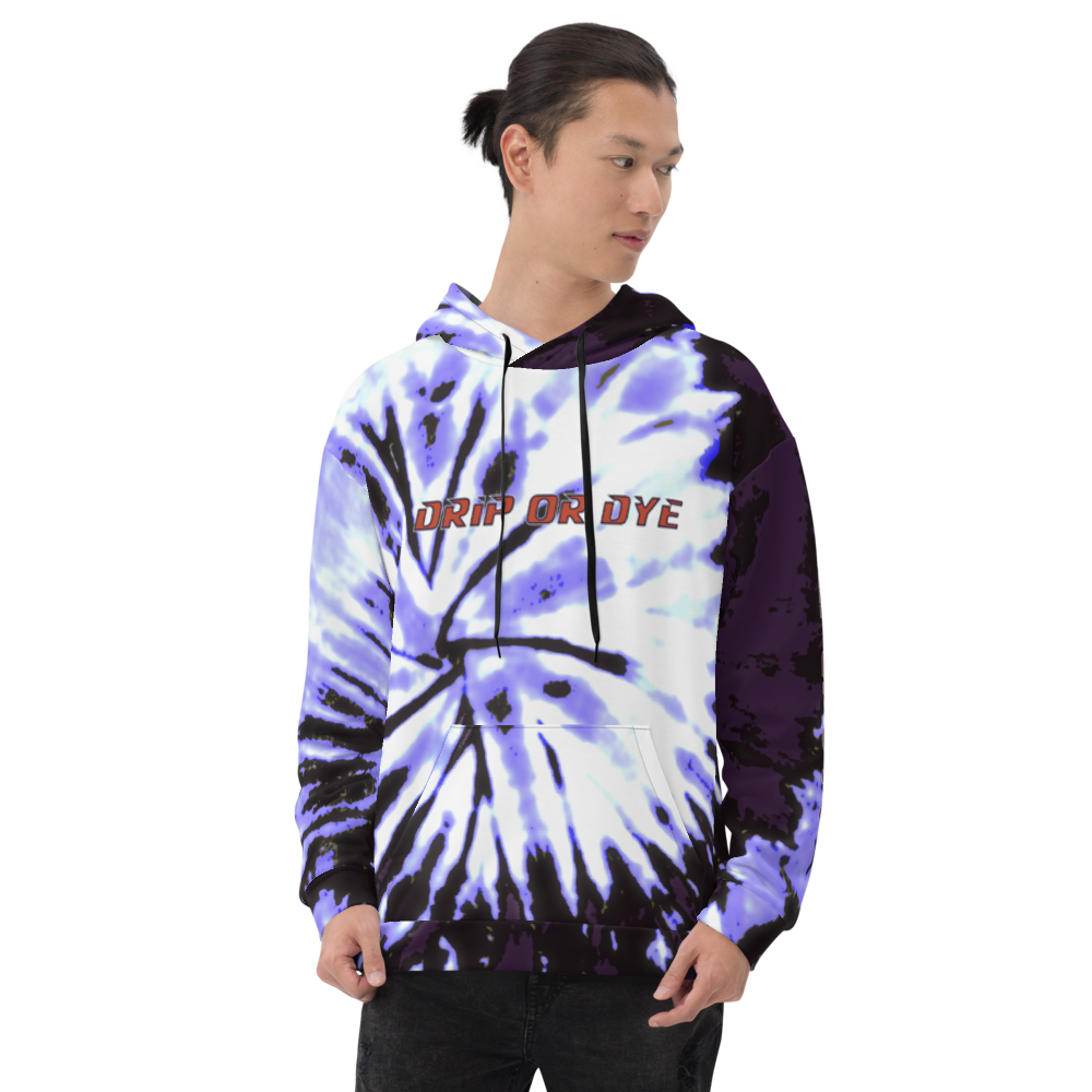 CRXWN | Drip or Dye | Tie Dye Season of Love 1 Cosmic Prophet Custom Unisex Hoodie Digital Spider Spiral Deep Purple Royal
