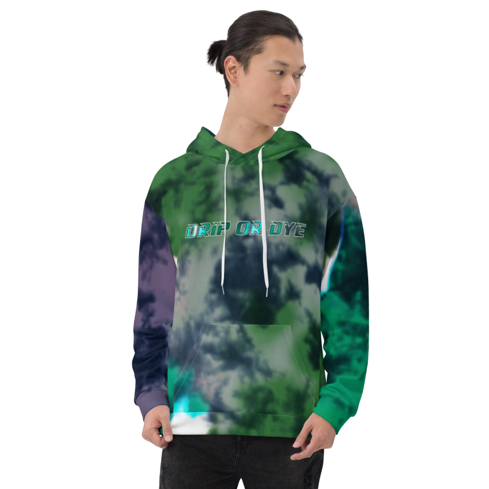 CRXWN | Drip or Dye | Tie Dye Season of Love 1 Cosmic Prophet Custom Unisex Hoodie and the Heavens Parted Color Clouds Leaves in Green Trees