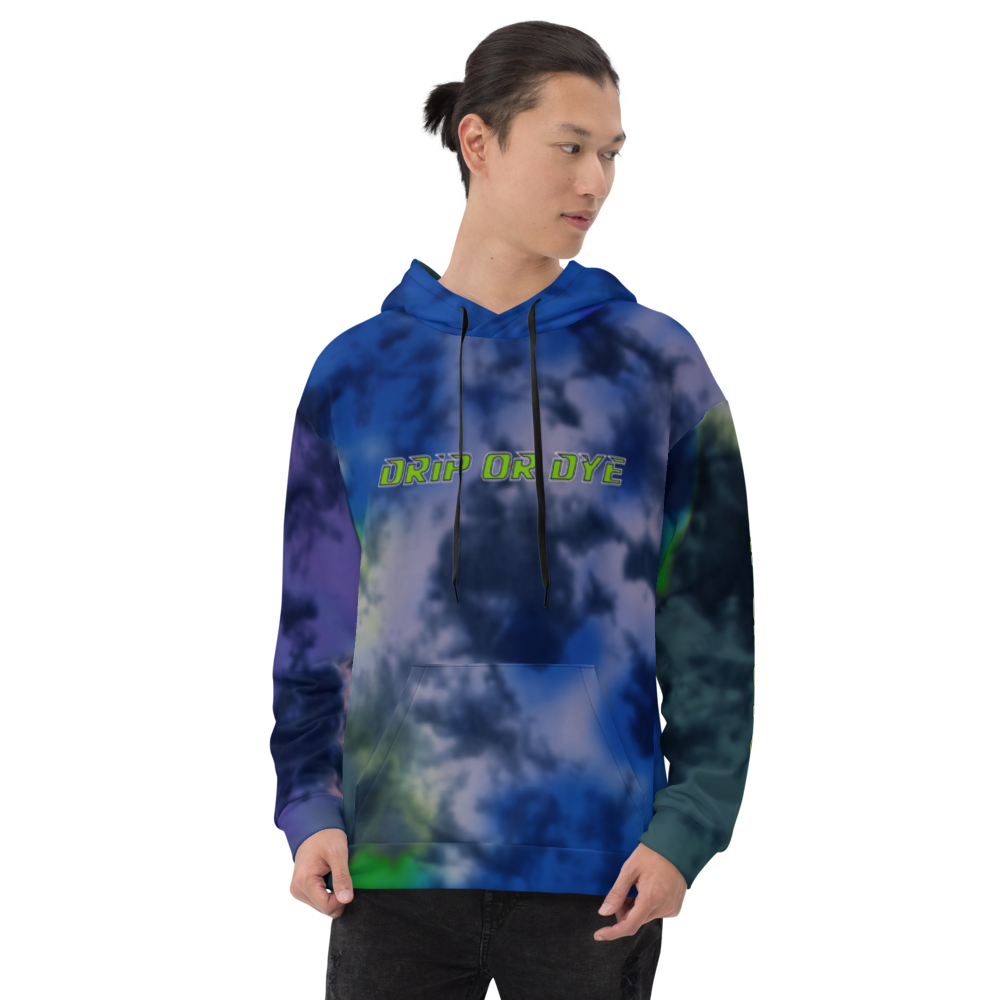 CRXWN | Drip or Dye | Tie Dye Season of Love 1 Cosmic Prophet Custom Unisex Hoodie and the Heavens Parted Color Cloud Hyper Royal Blue Ocean