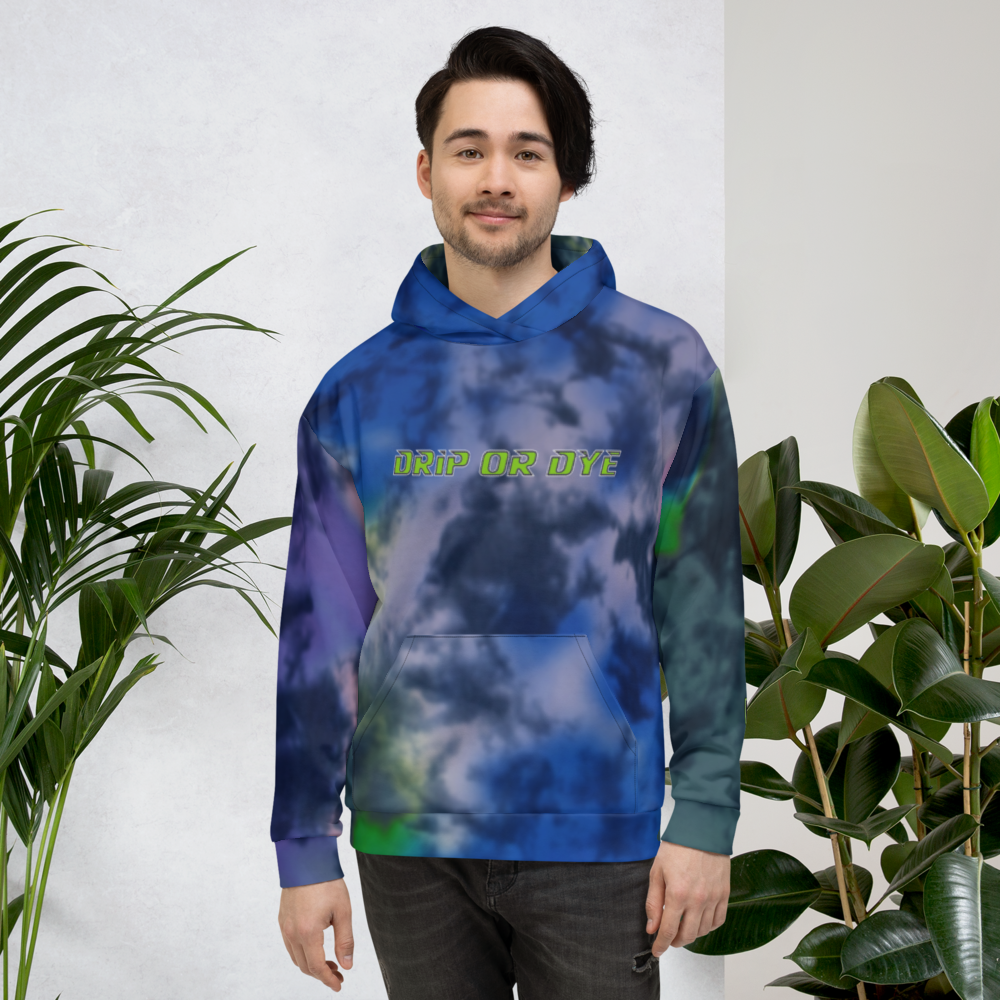 CRXWN | Drip or Dye | Tie Dye Season of Love 1 Cosmic Prophet Custom Unisex Hoodie and the Heavens Parted Color Cloud Hyper Royal Blue Ocean