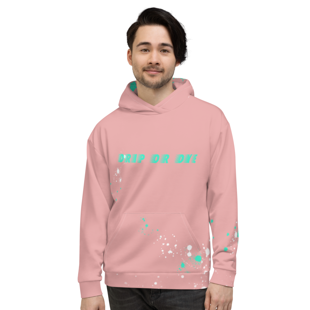 CRXWN | Drip or Dye | HUES Season 1 Back 2 Basics Unisex Comfort Hoodie Stripes N' Zoom Splatter Pastel Miami Art Basel Pink Teal