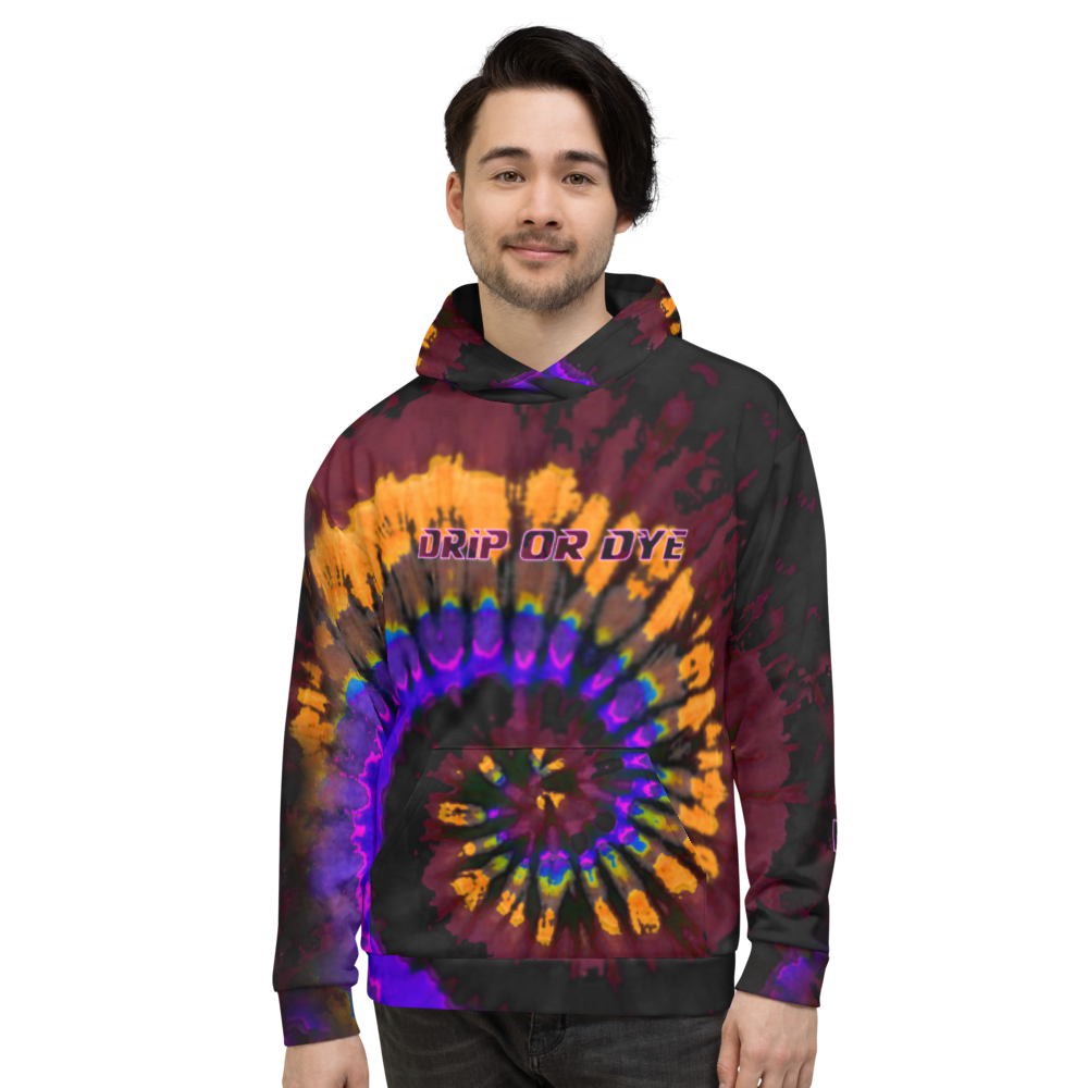 CRXWN | Drip or Dye | Tye Dye Season of Love 1 Cosmic Prophet Custom Unisex Hoodie Spiral Fire Code