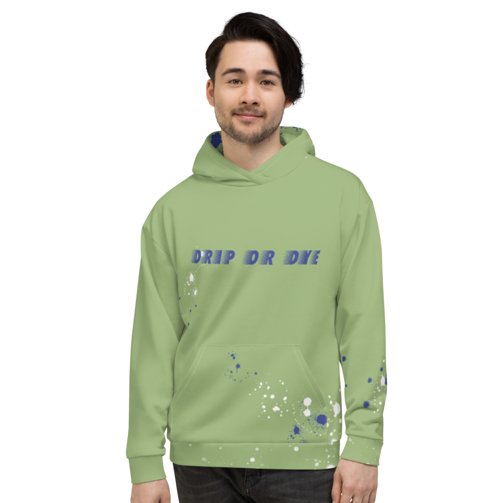 CRXWN | Drip or Dye | HUES Season 1 Back 2 Basics Unisex Comfort Hoodie Stripes N' Zoom Splatter Leaf Green Atomic Blue