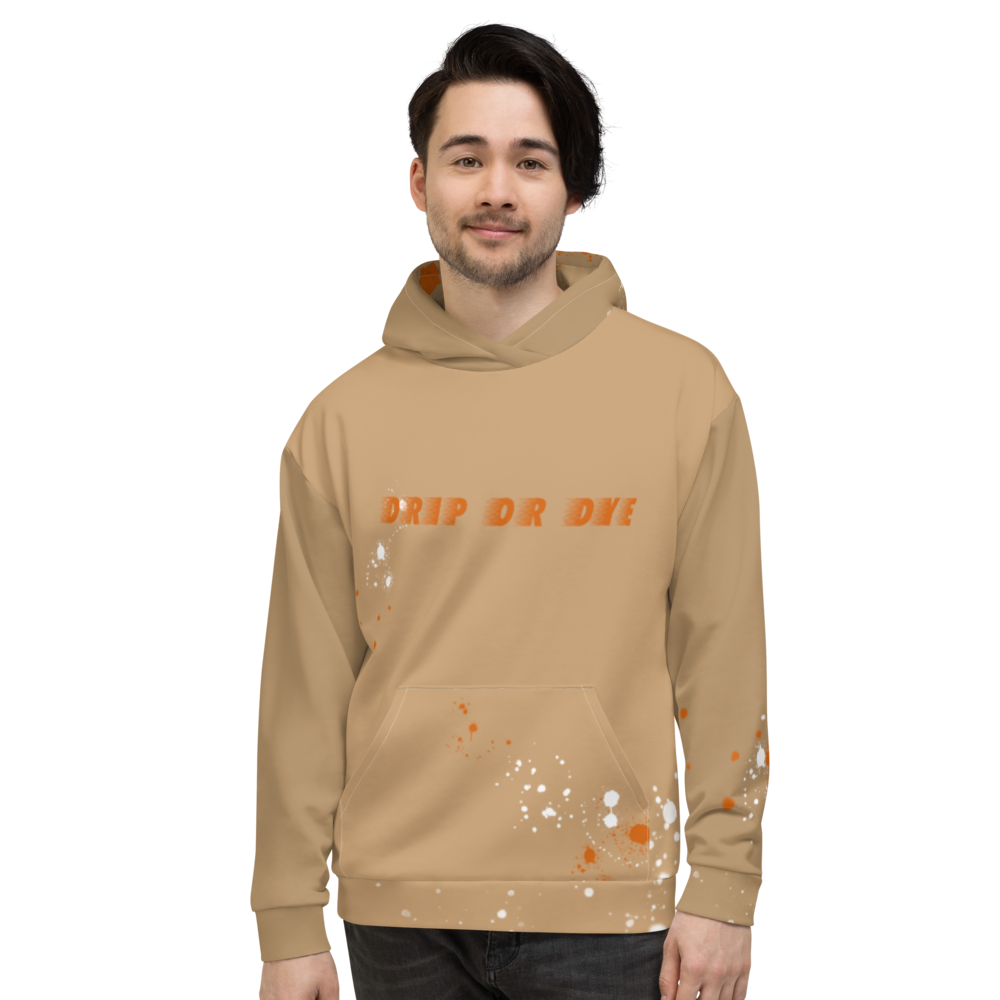 CRXWN | Drip or Dye | HUES Season 1 Back 2 Basics Unisex Comfort Hoodie Stripes N' Zoom Splatter Tan Sienna Oranges