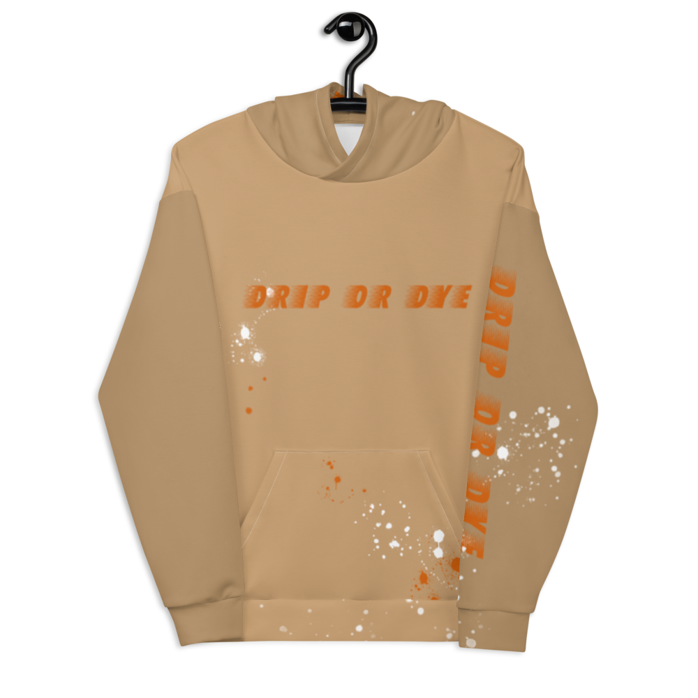 CRXWN | Drip or Dye | HUES Season 1 Back 2 Basics Unisex Comfort Hoodie Stripes N' Zoom Splatter Tan Sienna Oranges