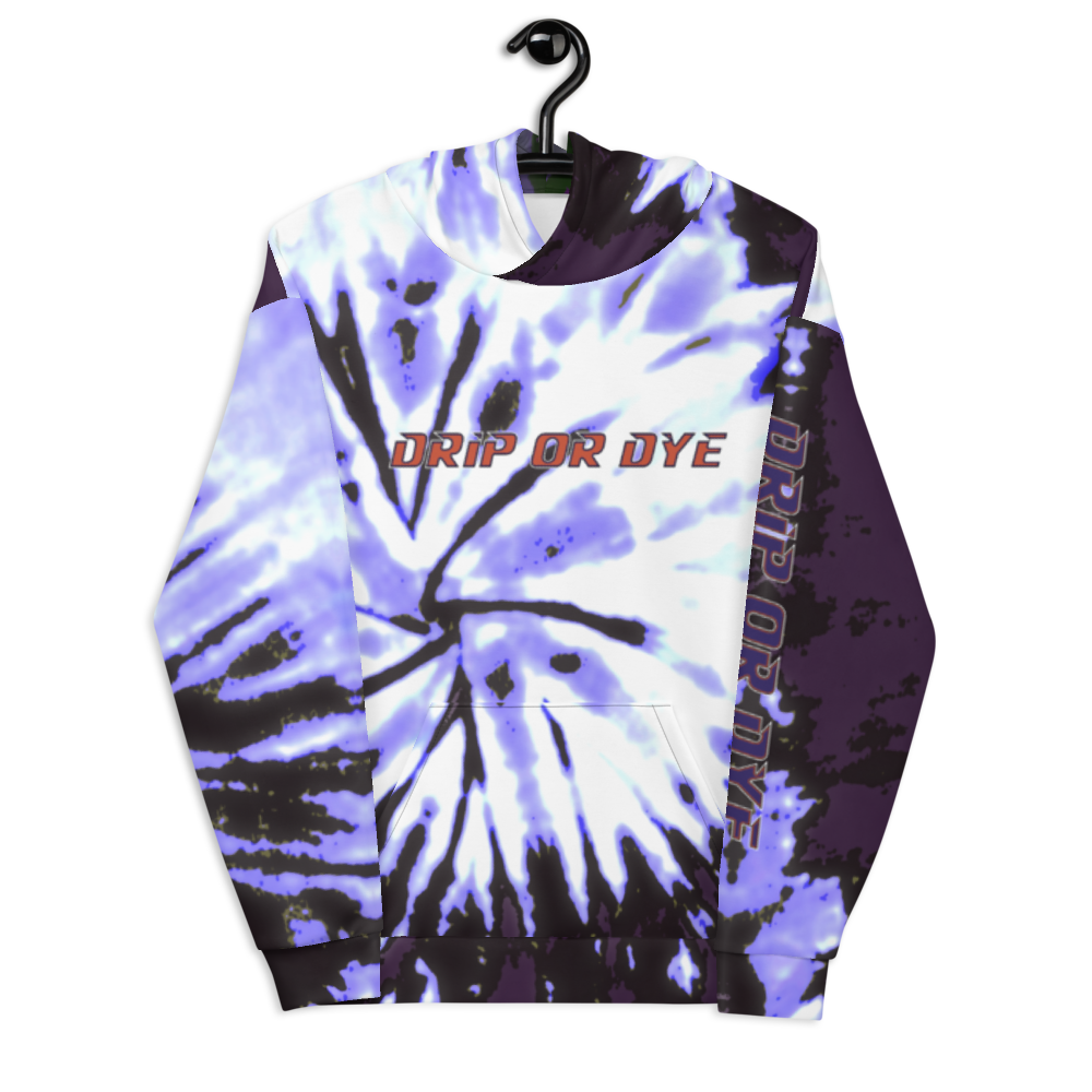 CRXWN | Drip or Dye | Tie Dye Season of Love 1 Cosmic Prophet Custom Unisex Hoodie Digital Spider Spiral Deep Purple Royal