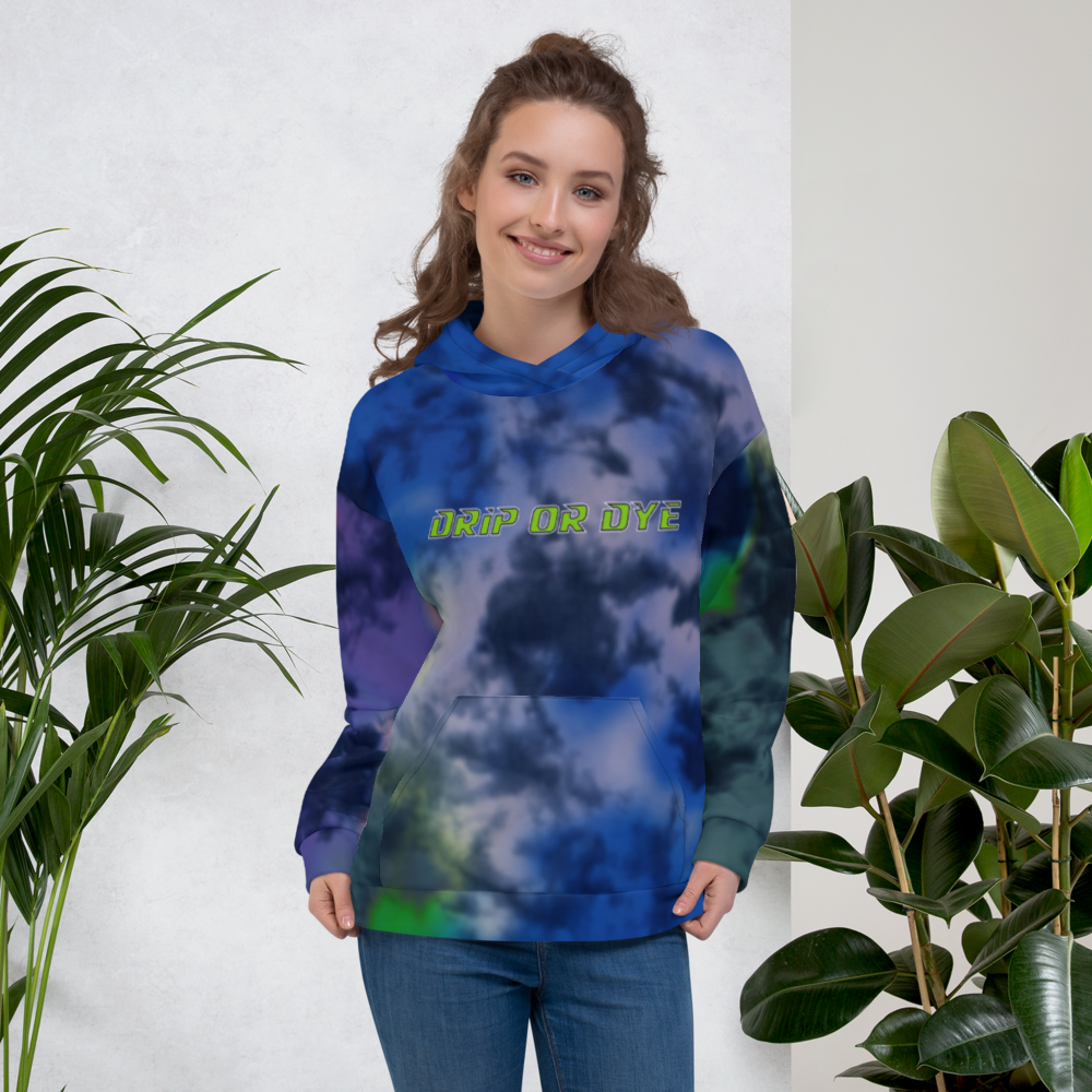 CRXWN | Drip or Dye | Tie Dye Season of Love 1 Cosmic Prophet Custom Unisex Hoodie and the Heavens Parted Color Cloud Hyper Royal Blue Ocean