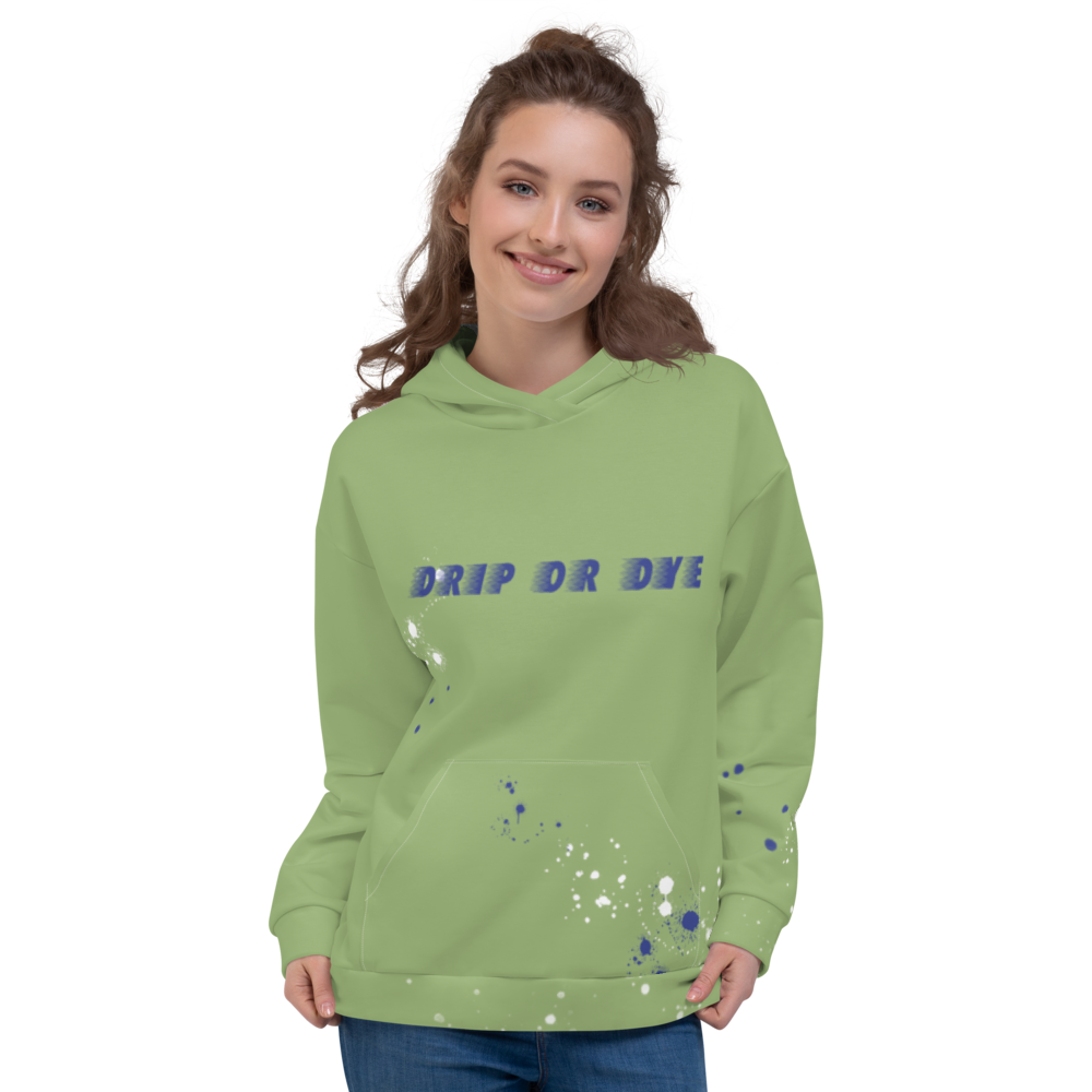 CRXWN | Drip or Dye | HUES Season 1 Back 2 Basics Unisex Comfort Hoodie Stripes N' Zoom Splatter Leaf Green Atomic Blue