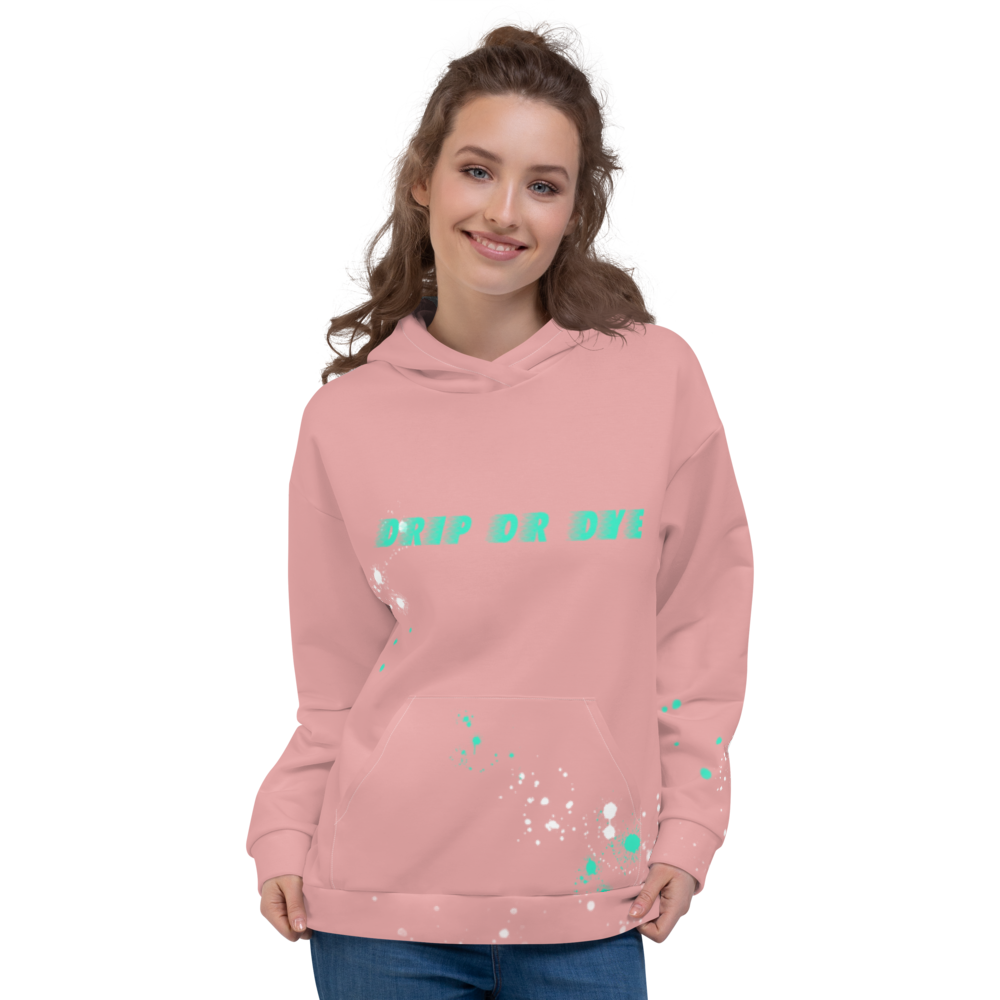 CRXWN | Drip or Dye | HUES Season 1 Back 2 Basics Unisex Comfort Hoodie Stripes N' Zoom Splatter Pastel Miami Art Basel Pink Teal