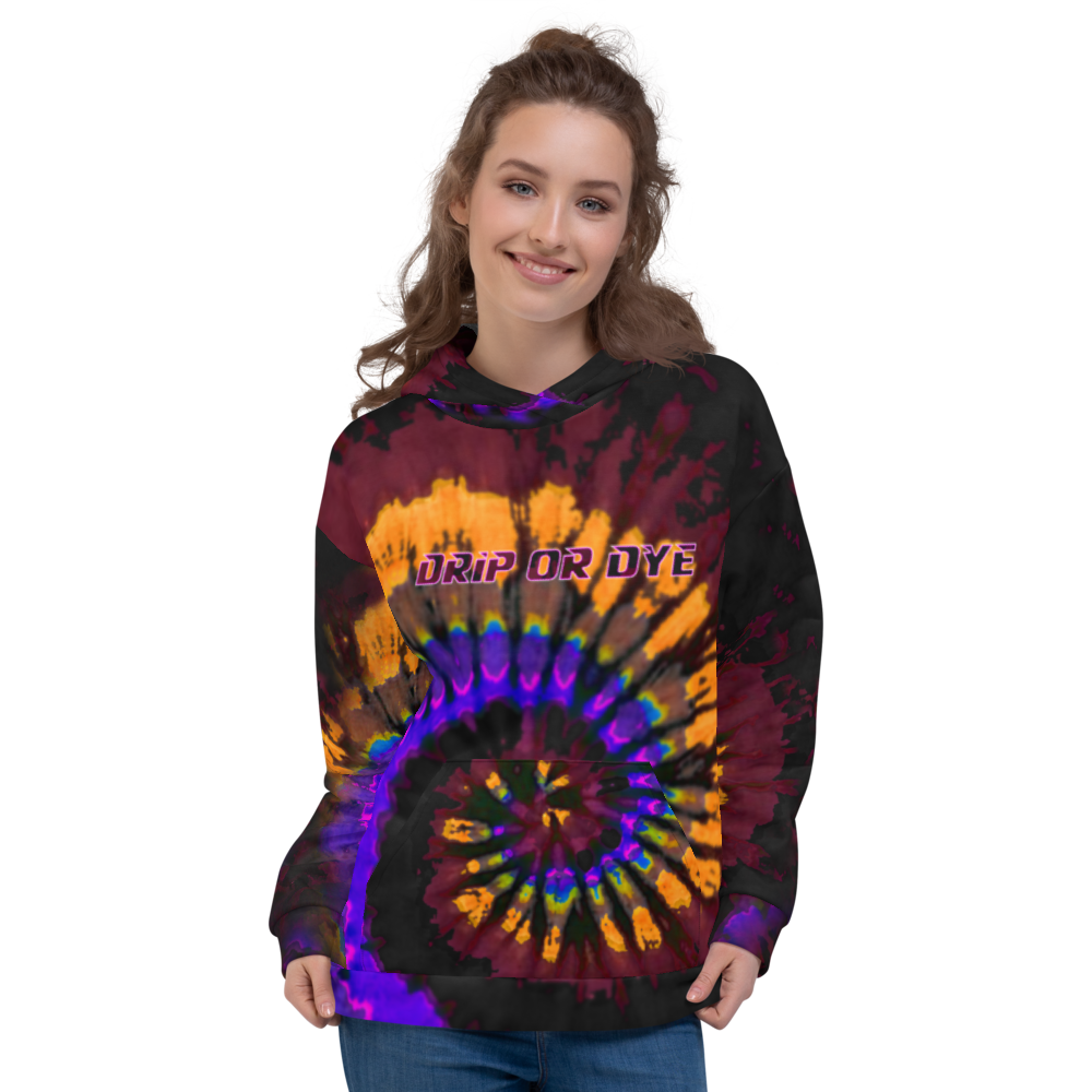 CRXWN | Drip or Dye | Tye Dye Season of Love 1 Cosmic Prophet Custom Unisex Hoodie Spiral Fire Code