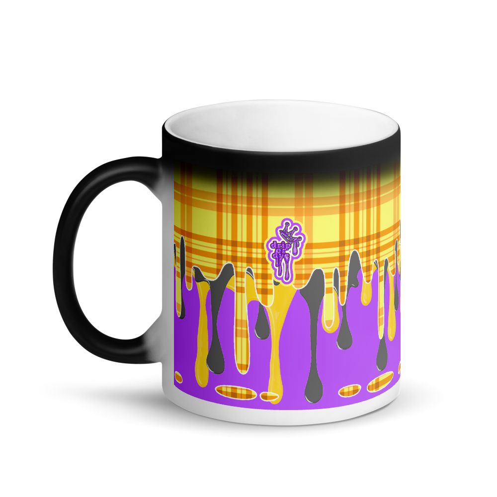 CRXWN | Drip or Dye | Plaid Season 1 Matte Black Magik Mug COFFEE MUG Grapes in Sunshine