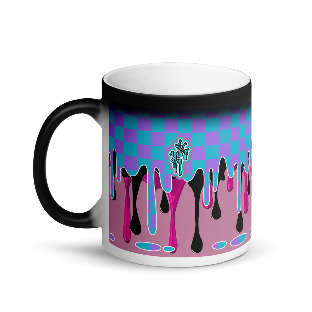 CRXWN | Drip or Dye | Checker Season 1 Matte Black Magik Mug COFFEE MUG pink n blue crush