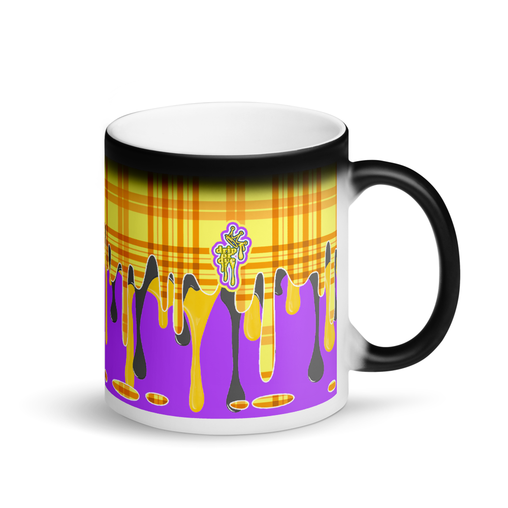 CRXWN | Drip or Dye | Plaid Season 1 Matte Black Magik Mug COFFEE MUG Grapes in Sunshine
