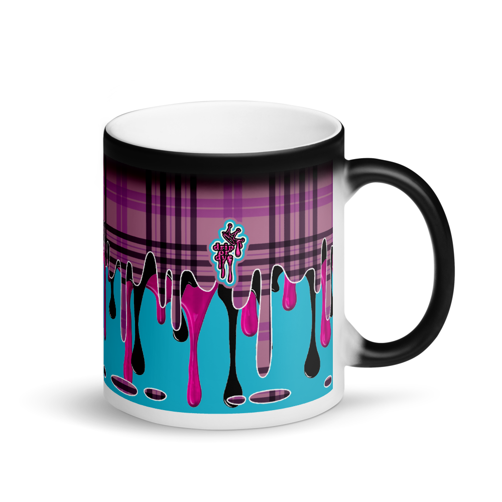 CRXWN | Drip or Dye | Plaid Season 1 Matte Black Magik Mug COFFEE MUG Blue Pink