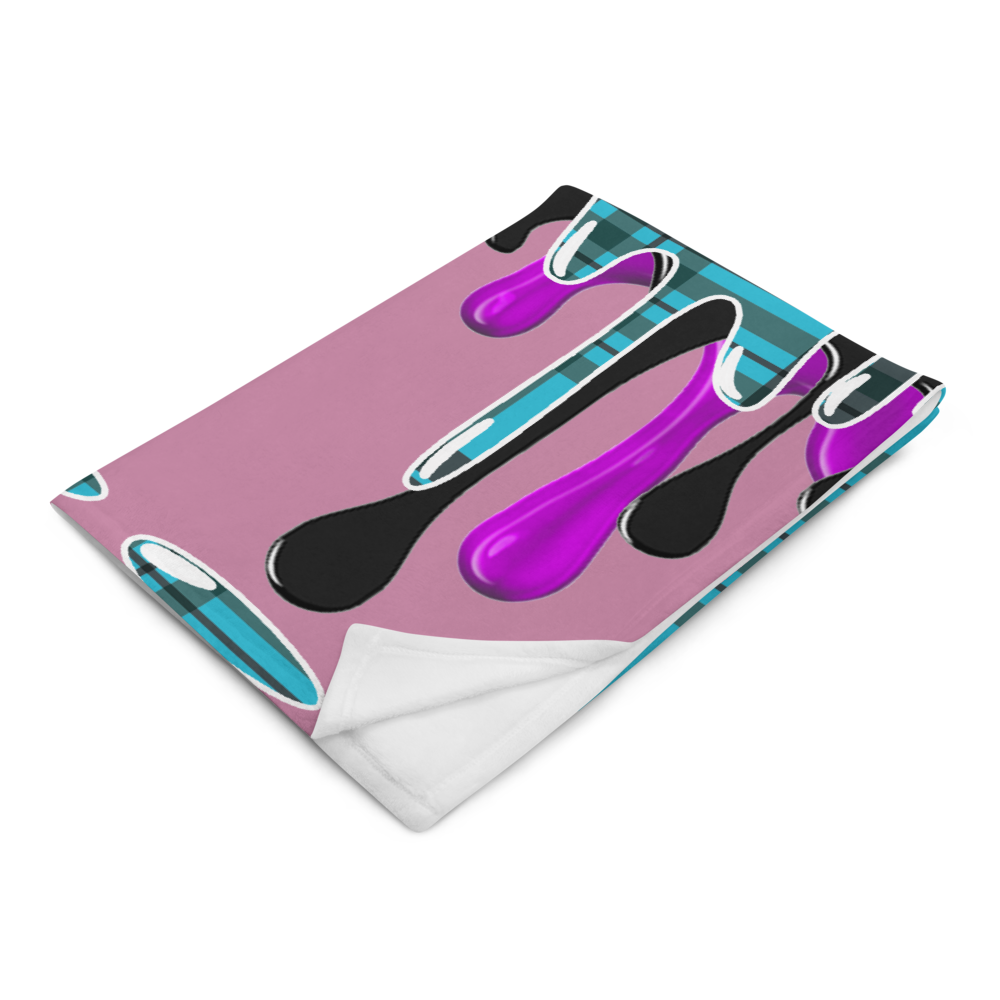 CRXWN | Drip or Dye | Plaid Season 1 BLANKET Blue Reign Think Pink Drip
