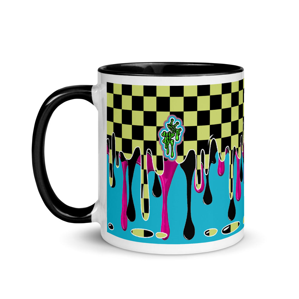 CRXWN | Drip or Dye | Checker Season 1 Color Series COFFEE MUG Grape Jelly In Taxi Cab Checker Drip Black