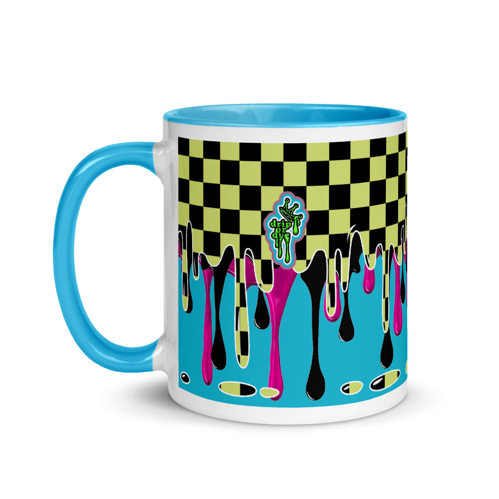 CRXWN | Drip or Dye | Checker Season 1 Color Series COFFEE MUG Grape Jelly In Taxi Cab Checker Drip Blue