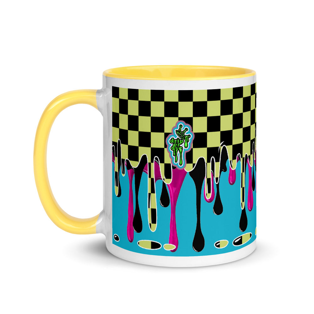 CRXWN | Drip or Dye | Checker Season 1 Color Series COFFEE MUG Grape Jelly In Taxi Cab Checker Drip Yellow