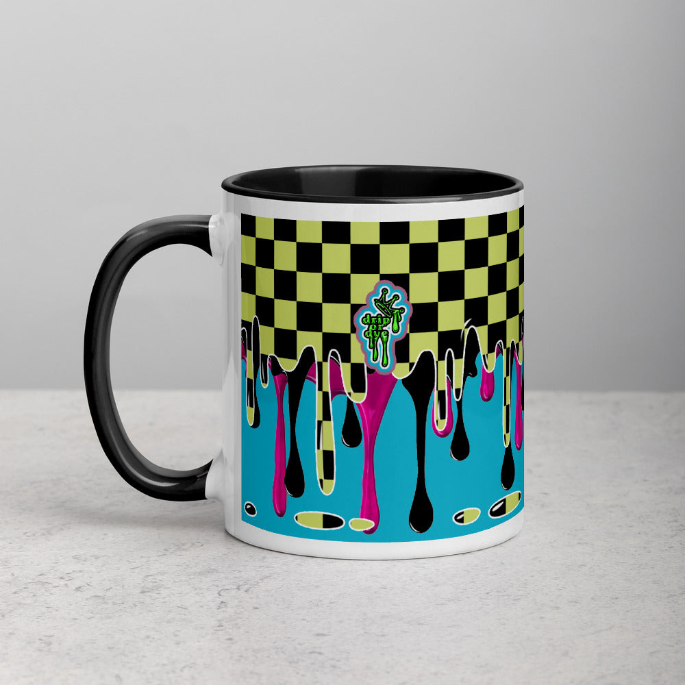 CRXWN | Drip or Dye | Checker Season 1 Color Series COFFEE MUG Grape Jelly In Taxi Cab Checker Drip Black
