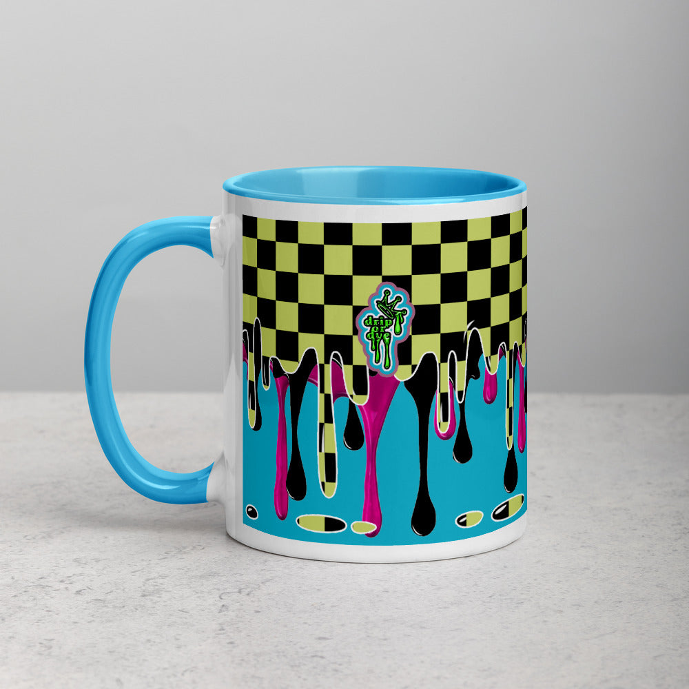 CRXWN | Drip or Dye | Checker Season 1 Color Series COFFEE MUG Grape Jelly In Taxi Cab Checker Drip Blue