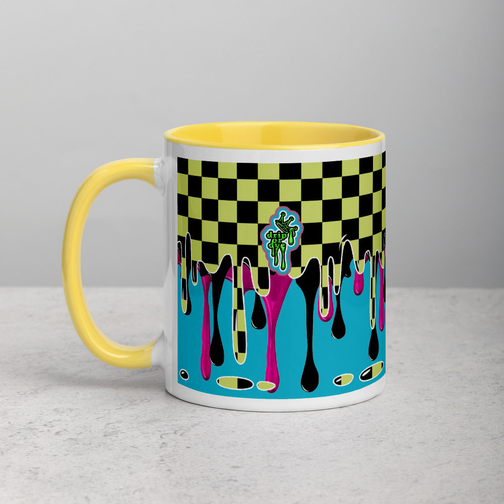 CRXWN | Drip or Dye | Checker Season 1 Color Series COFFEE MUG Grape Jelly In Taxi Cab Checker Drip Yellow
