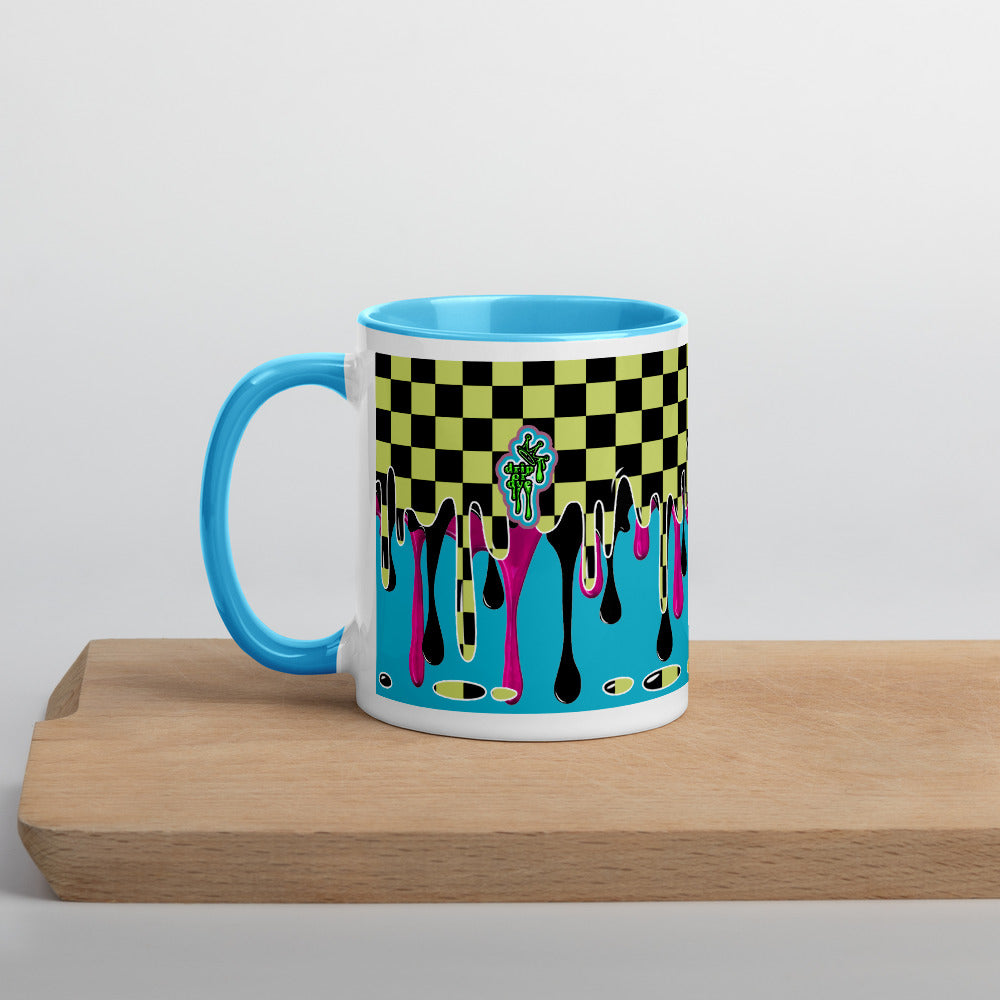 CRXWN | Drip or Dye | Checker Season 1 Color Series COFFEE MUG Grape Jelly In Taxi Cab Checker Drip Blue