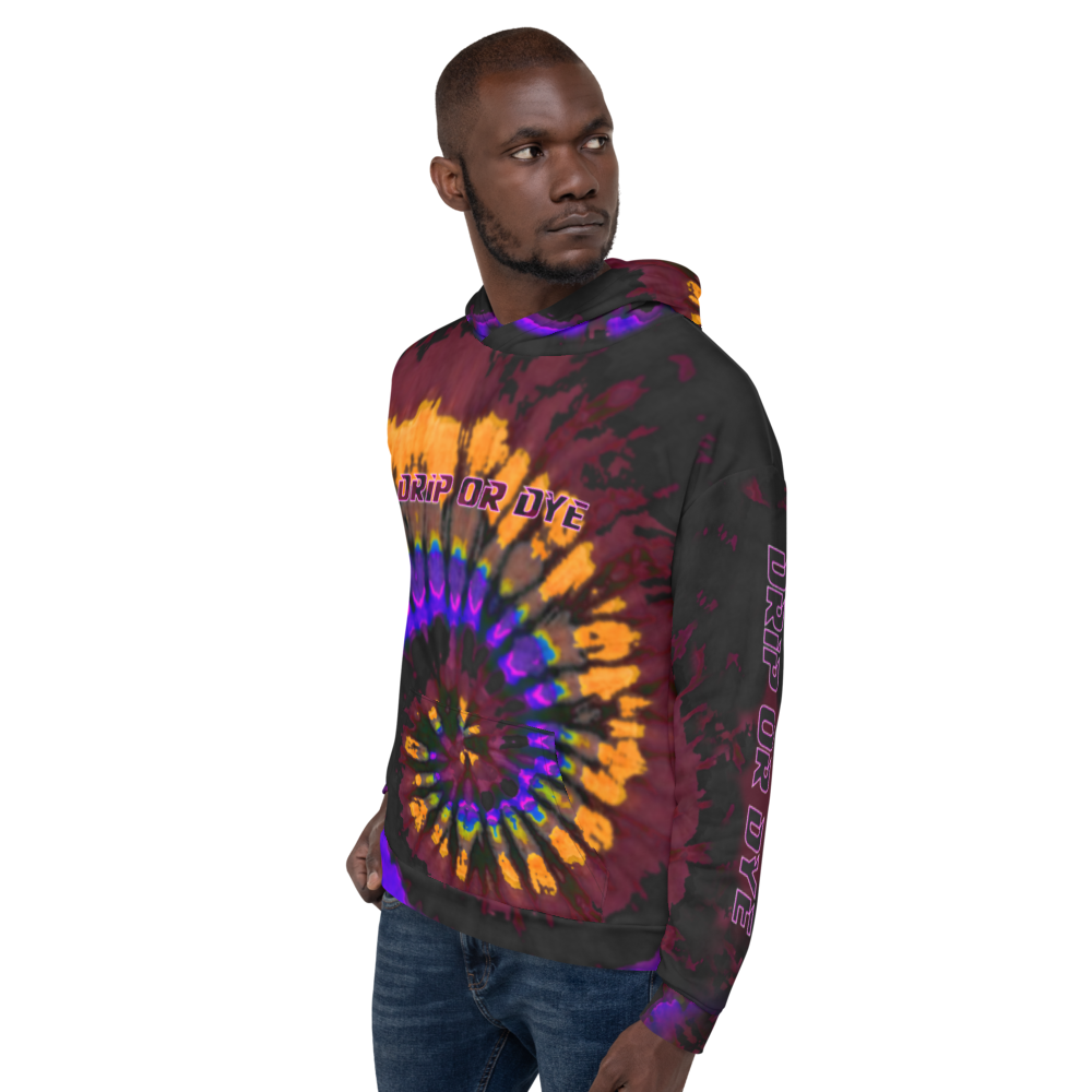 CRXWN | Drip or Dye | Tye Dye Season of Love 1 Cosmic Prophet Custom Unisex Hoodie Spiral Fire Code