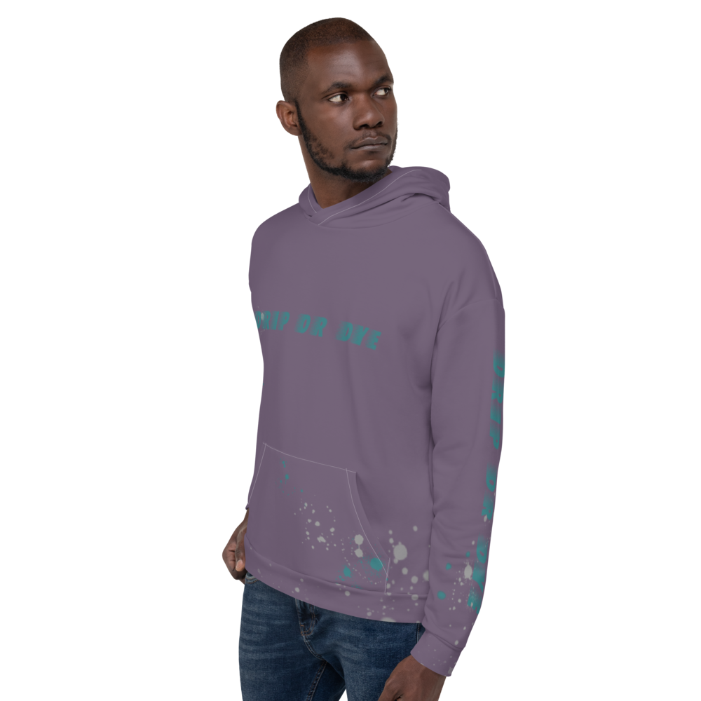 CRXWN | Drip or Dye | HUES Season 1 Back 2 Basics Unisex Comfort Hoodie Stripes N' Zoom Splatter Purple Haze