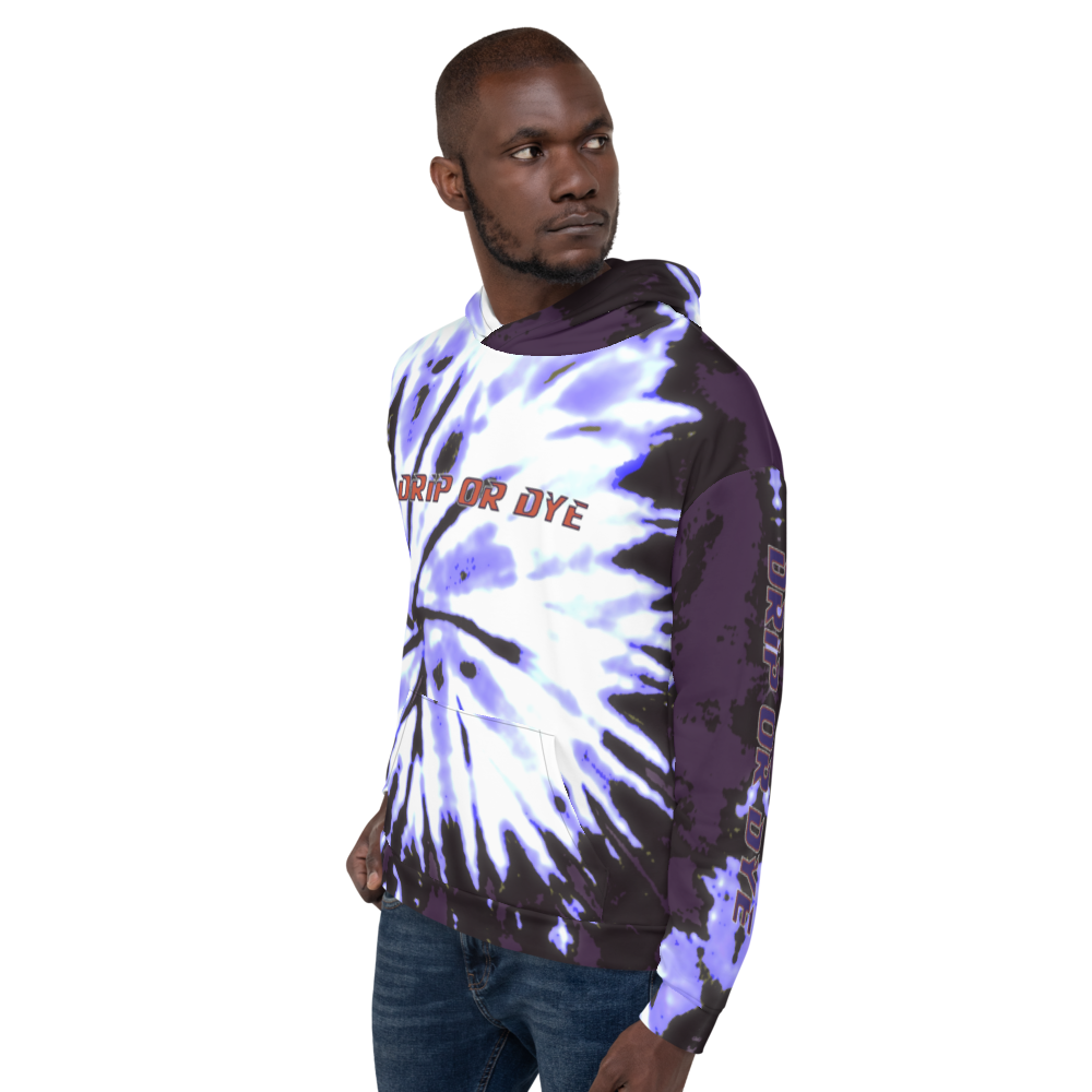 CRXWN | Drip or Dye | Tie Dye Season of Love 1 Cosmic Prophet Custom Unisex Hoodie Digital Spider Spiral Deep Purple Royal