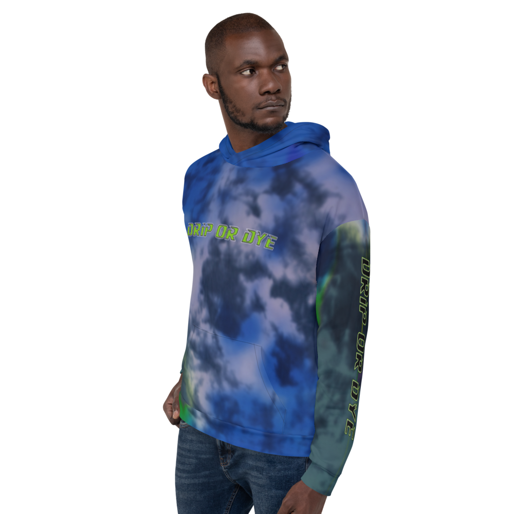 CRXWN | Drip or Dye | Tie Dye Season of Love 1 Cosmic Prophet Custom Unisex Hoodie and the Heavens Parted Color Cloud Hyper Royal Blue Ocean