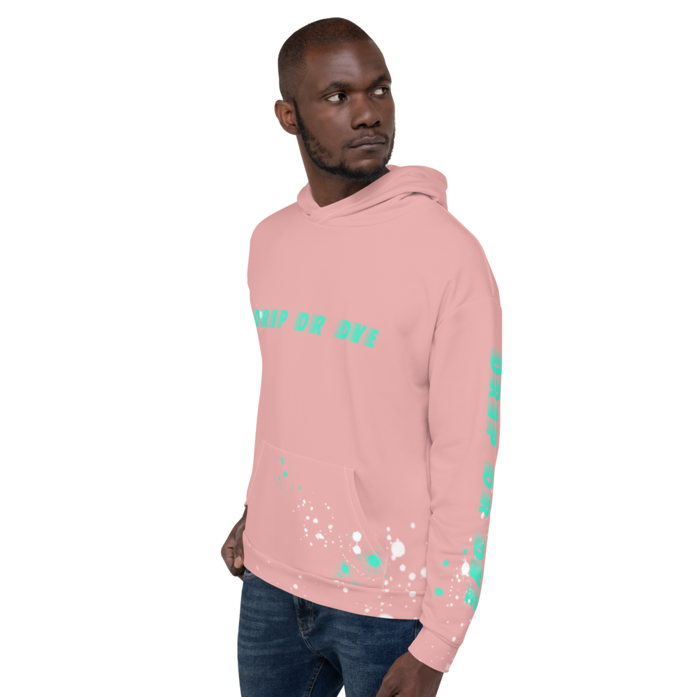 CRXWN | Drip or Dye | HUES Season 1 Back 2 Basics Unisex Comfort Hoodie Stripes N' Zoom Splatter Pastel Miami Art Basel Pink Teal