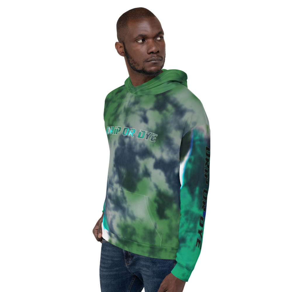 CRXWN | Drip or Dye | Tie Dye Season of Love 1 Cosmic Prophet Custom Unisex Hoodie and the Heavens Parted Color Clouds Leaves in Green Trees