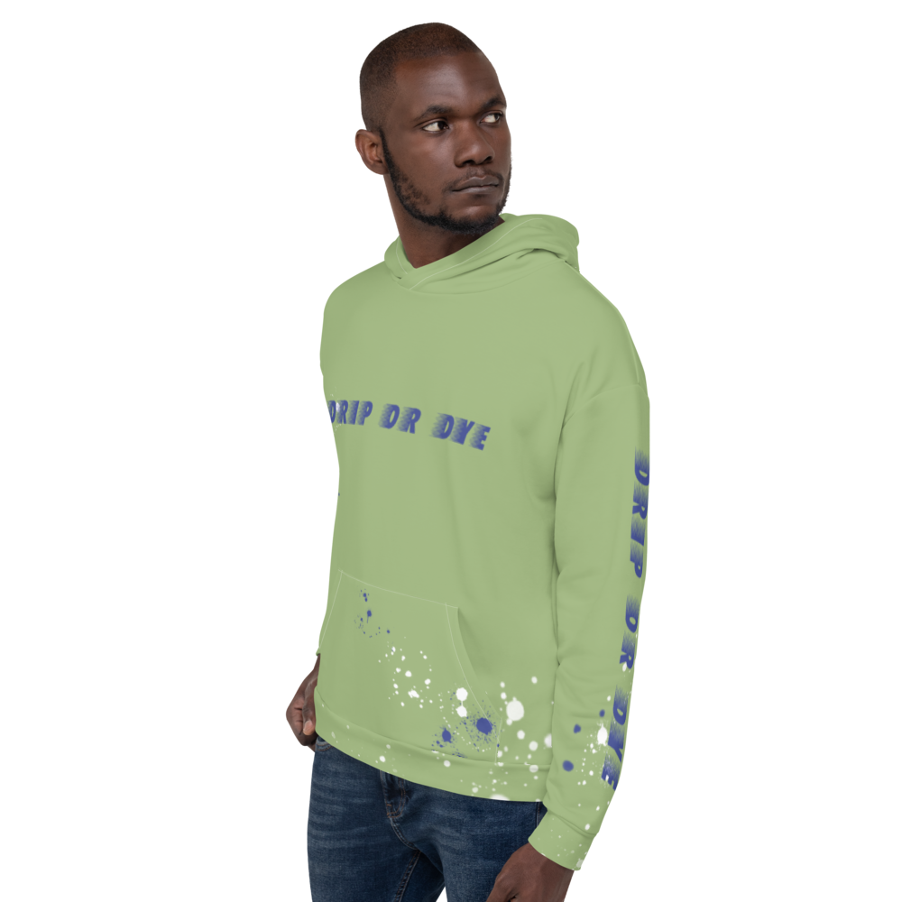 CRXWN | Drip or Dye | HUES Season 1 Back 2 Basics Unisex Comfort Hoodie Stripes N' Zoom Splatter Leaf Green Atomic Blue