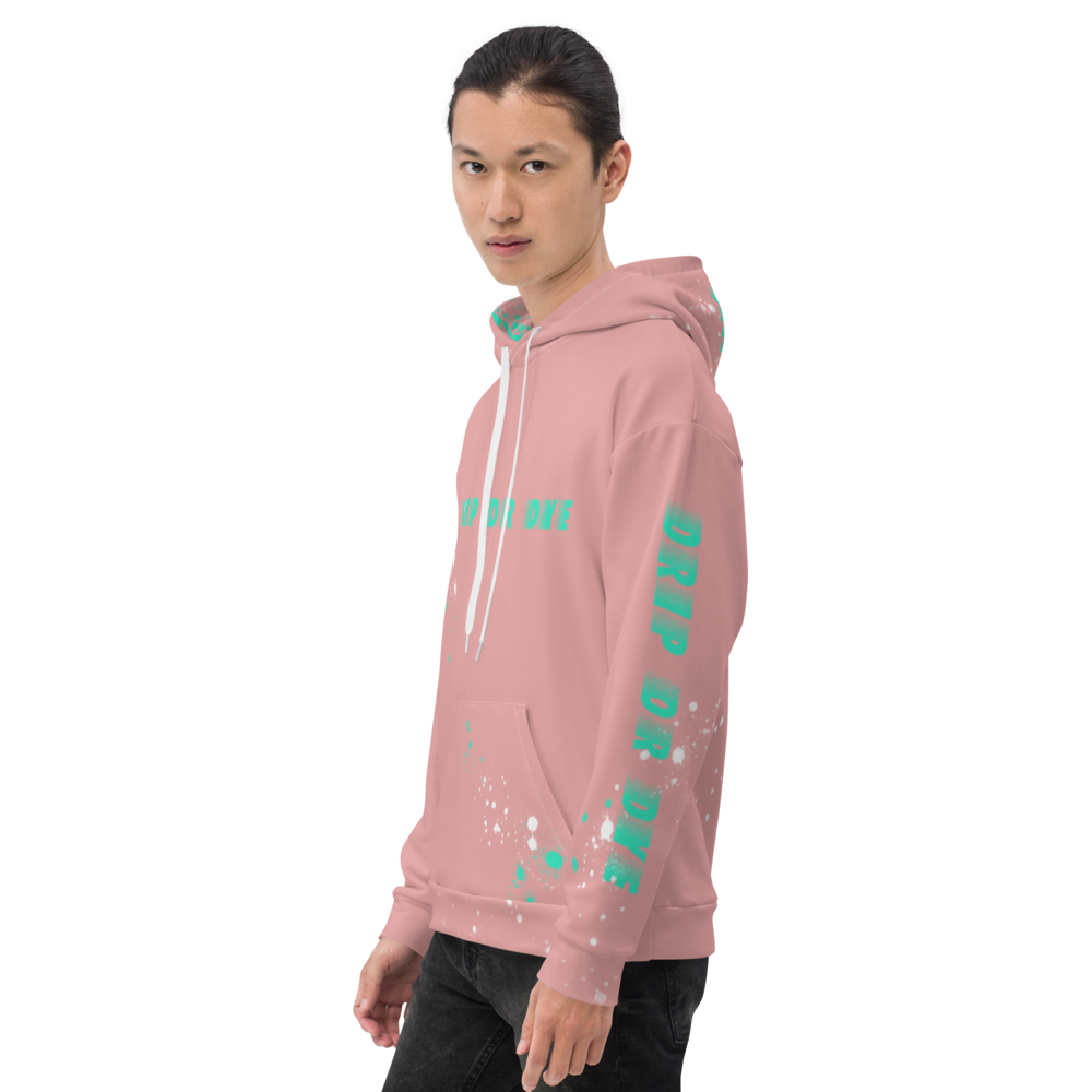 CRXWN | Drip or Dye | HUES Season 1 Back 2 Basics Unisex Comfort Hoodie Stripes N' Zoom Splatter Pastel Miami Art Basel Pink Teal