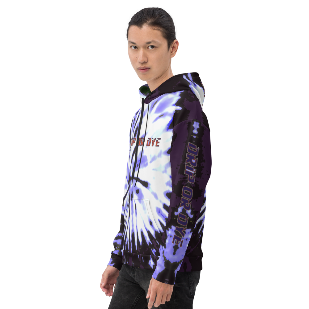 CRXWN | Drip or Dye | Tie Dye Season of Love 1 Cosmic Prophet Custom Unisex Hoodie Digital Spider Spiral Deep Purple Royal