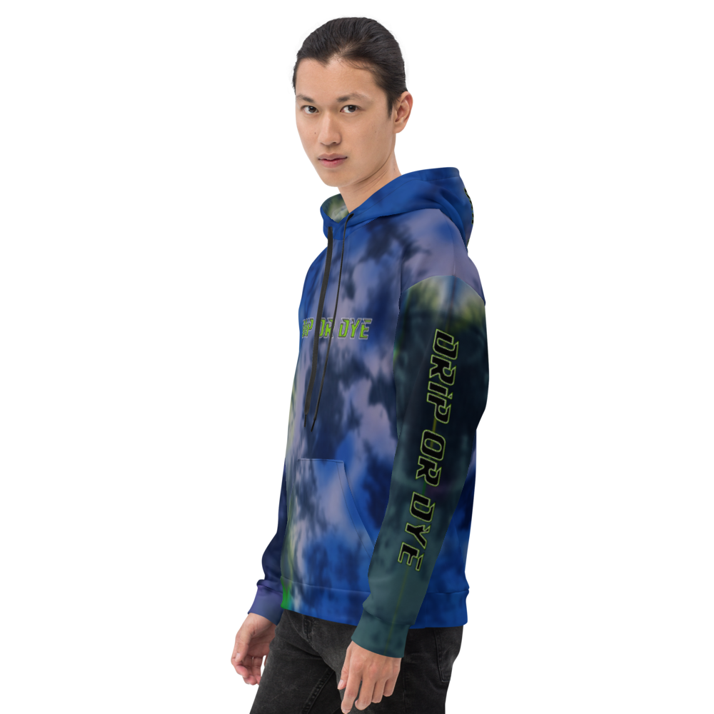 CRXWN | Drip or Dye | Tie Dye Season of Love 1 Cosmic Prophet Custom Unisex Hoodie and the Heavens Parted Color Cloud Hyper Royal Blue Ocean