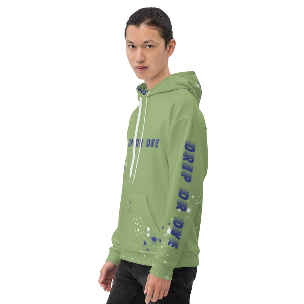 CRXWN | Drip or Dye | HUES Season 1 Back 2 Basics Unisex Comfort Hoodie Stripes N' Zoom Splatter Leaf Green Atomic Blue