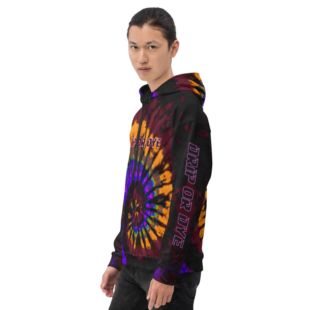 CRXWN | Drip or Dye | Tye Dye Season of Love 1 Cosmic Prophet Custom Unisex Hoodie Spiral Fire Code