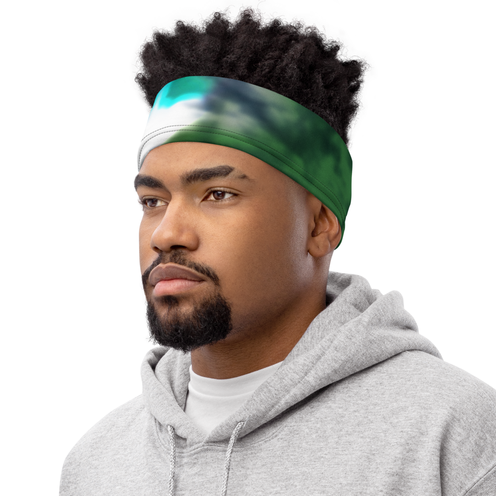 CRXWN | Drip or Dye | Tye Dye Season of Love 1 Cosmic Prophet Custom 3-in-1 UNISEX Gaiter Heavenly Color Clouds Leaves in Green Trees