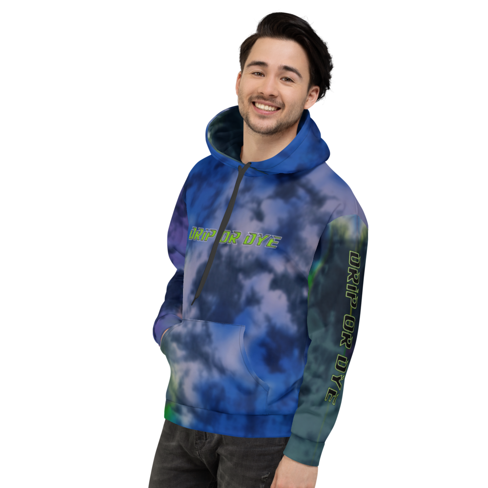 CRXWN | Drip or Dye | Tie Dye Season of Love 1 Cosmic Prophet Custom Unisex Hoodie and the Heavens Parted Color Cloud Hyper Royal Blue Ocean