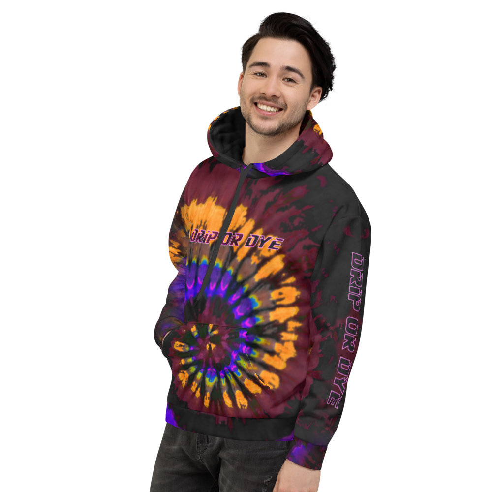 CRXWN | Drip or Dye | Tye Dye Season of Love 1 Cosmic Prophet Custom Unisex Hoodie Spiral Fire Code