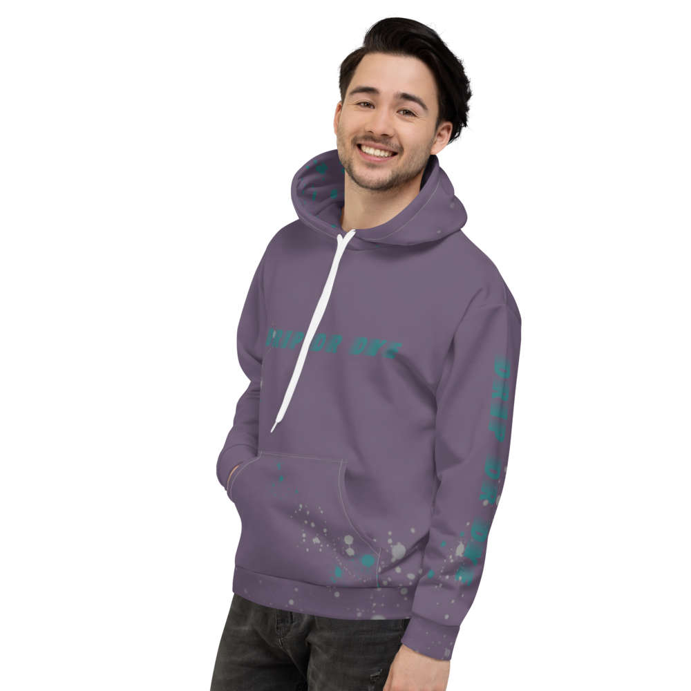 CRXWN | Drip or Dye | HUES Season 1 Back 2 Basics Unisex Comfort Hoodie Stripes N' Zoom Splatter Purple Haze