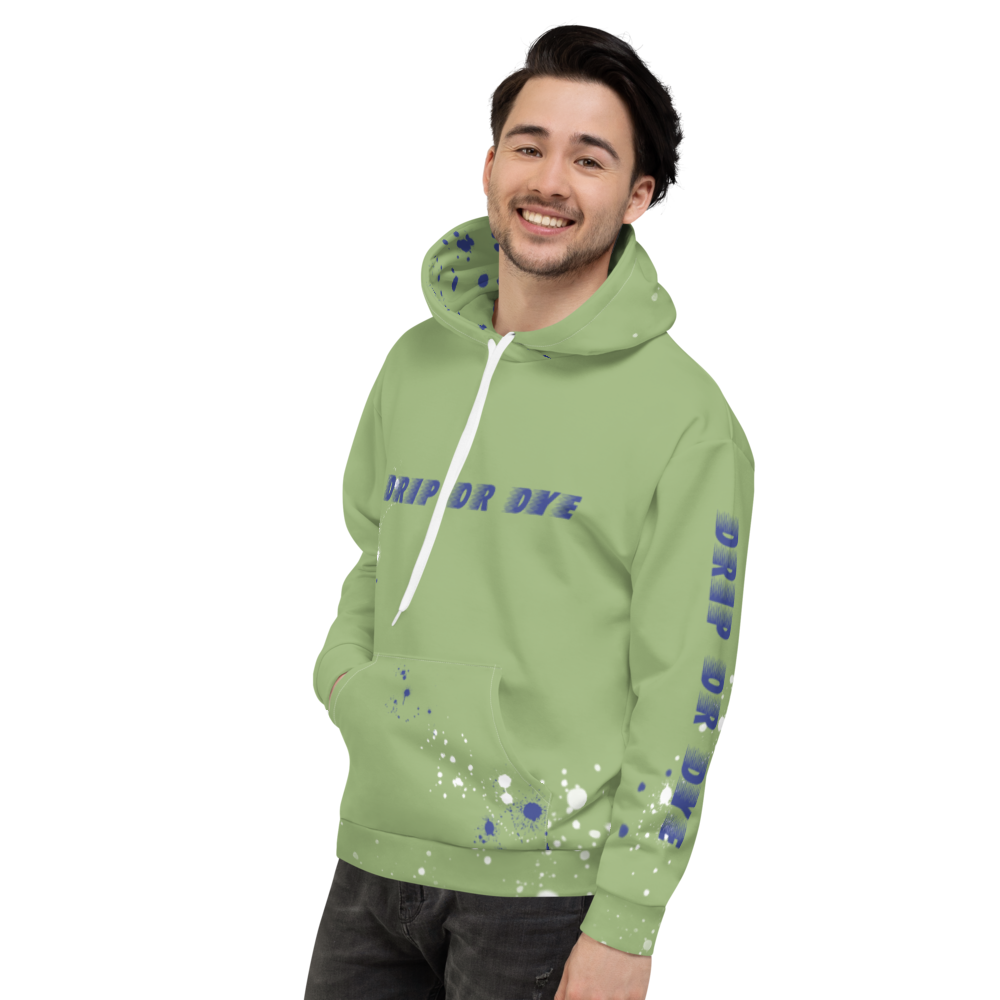 CRXWN | Drip or Dye | HUES Season 1 Back 2 Basics Unisex Comfort Hoodie Stripes N' Zoom Splatter Leaf Green Atomic Blue