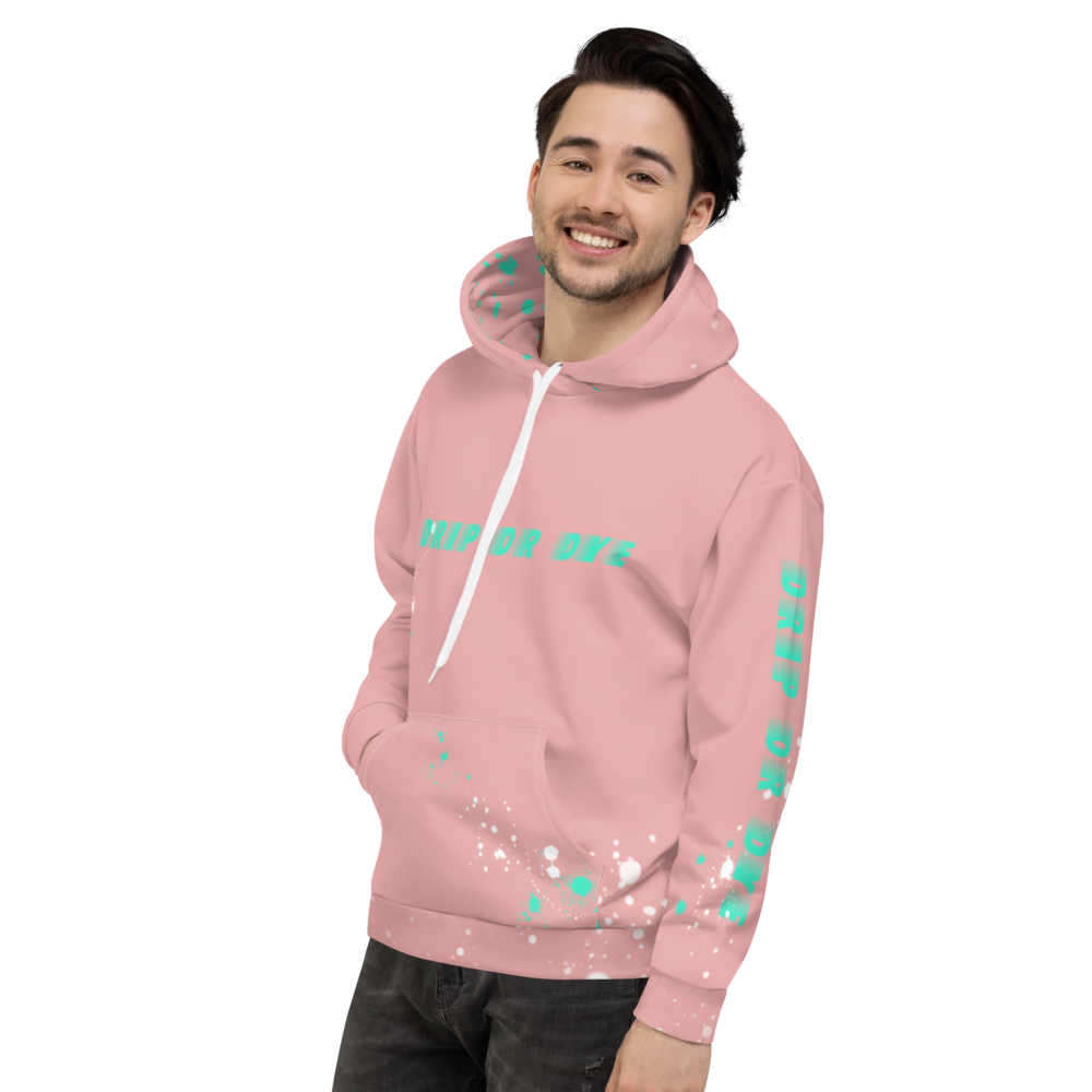 CRXWN | Drip or Dye | HUES Season 1 Back 2 Basics Unisex Comfort Hoodie Stripes N' Zoom Splatter Pastel Miami Art Basel Pink Teal