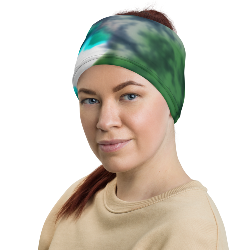 CRXWN | Drip or Dye | Tye Dye Season of Love 1 Cosmic Prophet Custom 3-in-1 UNISEX Gaiter Heavenly Color Clouds Leaves in Green Trees