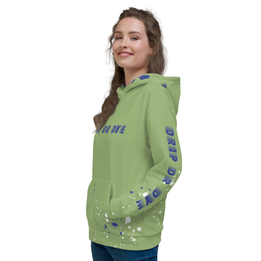 CRXWN | Drip or Dye | HUES Season 1 Back 2 Basics Unisex Comfort Hoodie Stripes N' Zoom Splatter Leaf Green Atomic Blue
