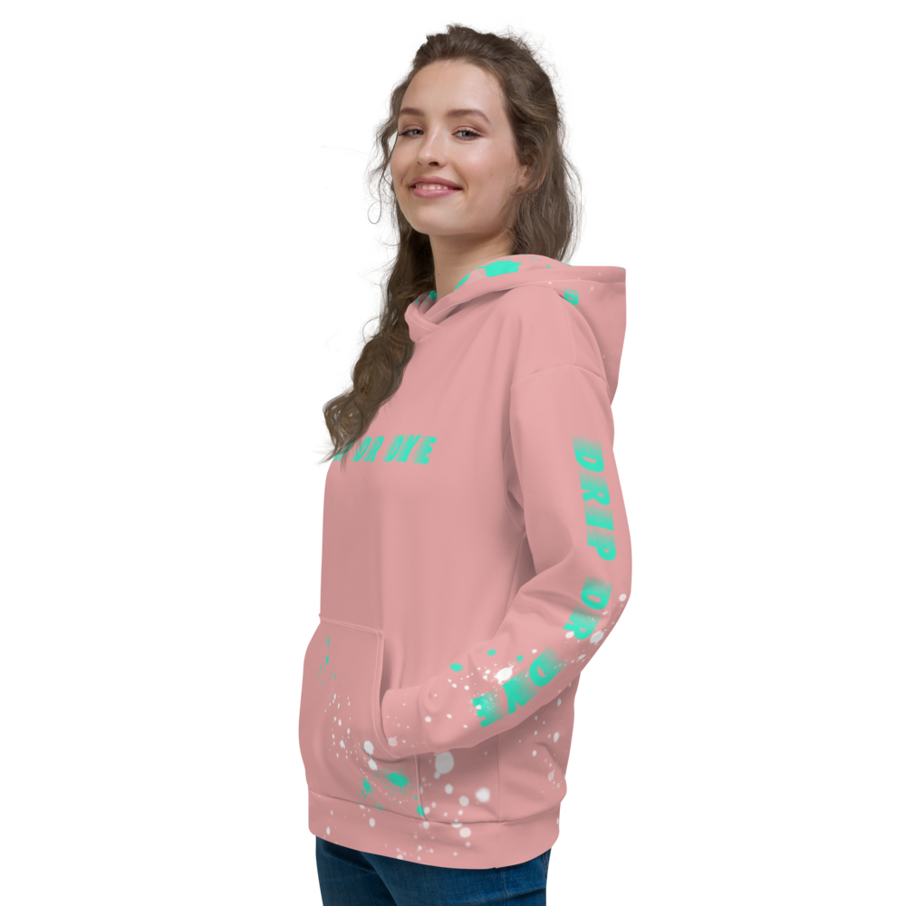 CRXWN | Drip or Dye | HUES Season 1 Back 2 Basics Unisex Comfort Hoodie Stripes N' Zoom Splatter Pastel Miami Art Basel Pink Teal