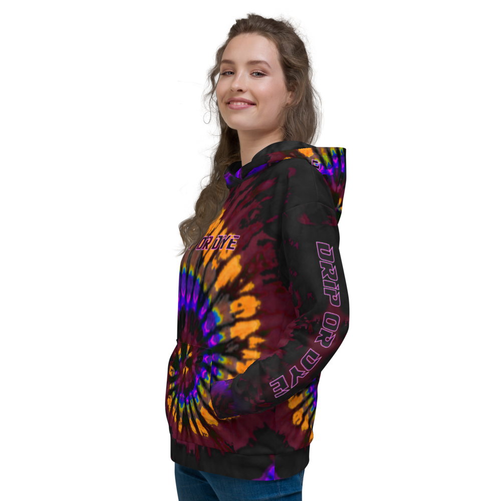CRXWN | Drip or Dye | Tye Dye Season of Love 1 Cosmic Prophet Custom Unisex Hoodie Spiral Fire Code